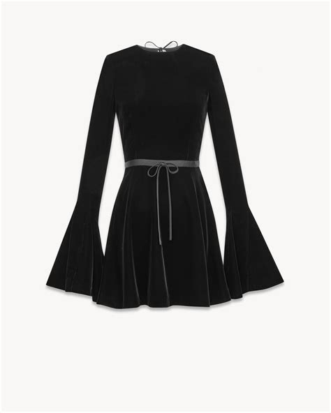 black dress ysl velvet|Backless skater dress in velvet .